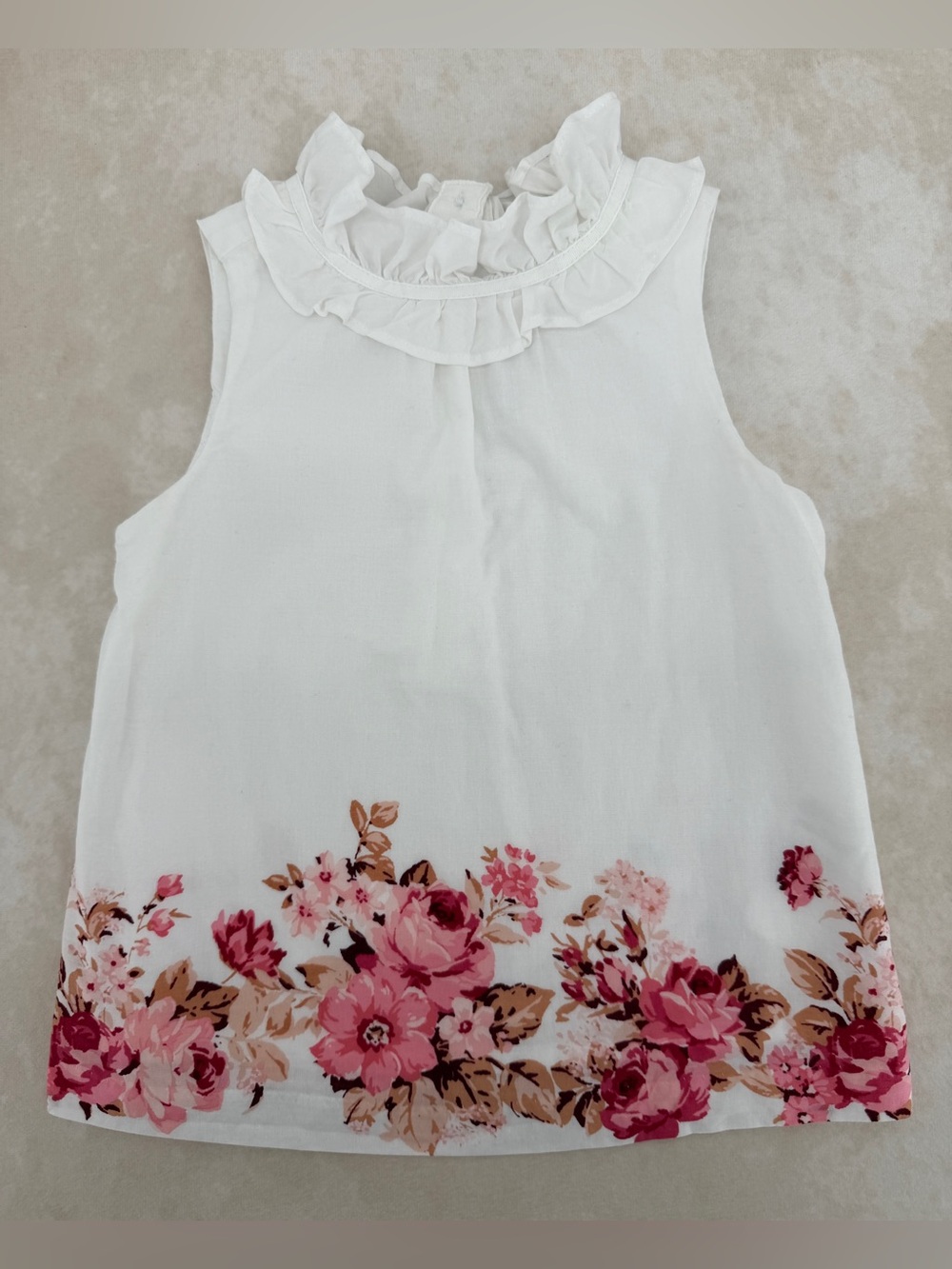 Janie and Jack White Ruffled Neck Sleeveless Top